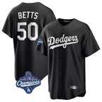 Johmsee LA.Dodgers #50 Mookie Betts Player Black World Series Meet Carbon Limited Game Stitched Jerseys