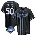 Johmsee LA.Dodgers #50 Mookie Betts Player Black World Series Meet Carbon Limited Home Stitched Jerseys