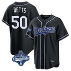 Johmsee LA.Dodgers #50 Mookie Betts Player Black World Series Meet Carbon Limited Home Stitched Jerseys