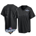 Johmsee LA.Dodgers #50 Mookie Betts Player Black World Series Pitch Fashion T-shirt Stitched Jerseys