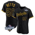 Johmsee LA.Dodgers #50 Mookie Betts Player Black World Series Snake Skin City Limited Elite Home Stitched Jerseys