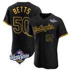 Johmsee LA.Dodgers #50 Mookie Betts Player Black World Series Snake Skin City Limited Elite Home Stitched Jerseys