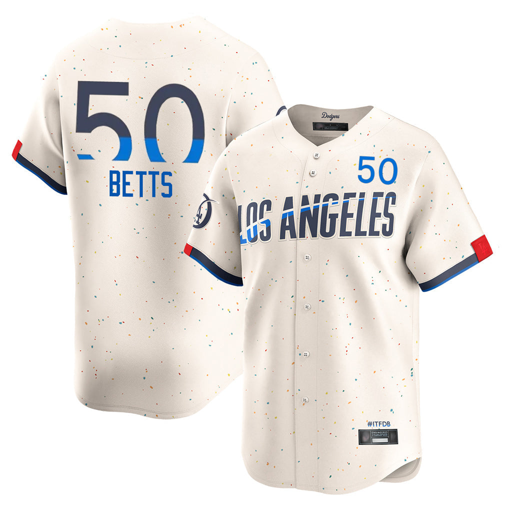 Johmsee LA.Dodgers #50 Mookie Betts Player Cream City Connect Limited Home Stitched Jerseys