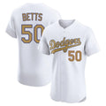 Johmsee LA.Dodgers #50 Mookie Betts Player Gold Limited Elite Home Stitched Jerseys