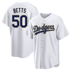Johmsee LA.Dodgers #50 Mookie Betts Player Gold White 2026 Collection Stadium Game Stitched Jerseys