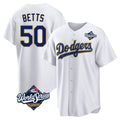 Johmsee LA.Dodgers #50 Mookie Betts Player Gold White World Series 2026 Collection Stadium Game Stitched Jerseys