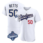 Johmsee LA.Dodgers #50 Mookie Betts Player Gold White World Series Meet 2026 Collection Stadium Limited Elite Stitched Jerseys