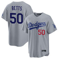 Johmsee LA.Dodgers #50 Mookie Betts Player Gray Game Home Stitched Jerseys