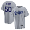 Johmsee LA.Dodgers #50 Mookie Betts Player Gray Game Stitched Jerseys
