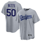 Johmsee LA.Dodgers #50 Mookie Betts Player Gray Game Stitched Jerseys