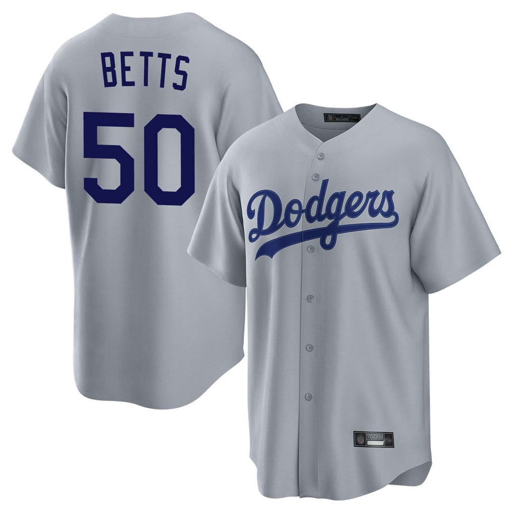 Johmsee LA.Dodgers #50 Mookie Betts Player Gray Game Stitched Jerseys