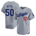 Johmsee LA.Dodgers #50 Mookie Betts Player Gray Limited Home Stitched Jerseys