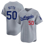 Johmsee LA.Dodgers #50 Mookie Betts Player Gray Limited Home Stitched Jerseys