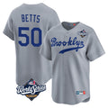 Johmsee LA.Dodgers #50 Mookie Betts Player Gray World Series Game Limited Home Stitched Jerseys