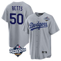 Johmsee LA.Dodgers #50 Mookie Betts Player Gray World Series Game Stitched Jerseys