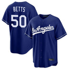 Johmsee LA.Dodgers #50 Mookie Betts Player Royal Game Stitched Jerseys