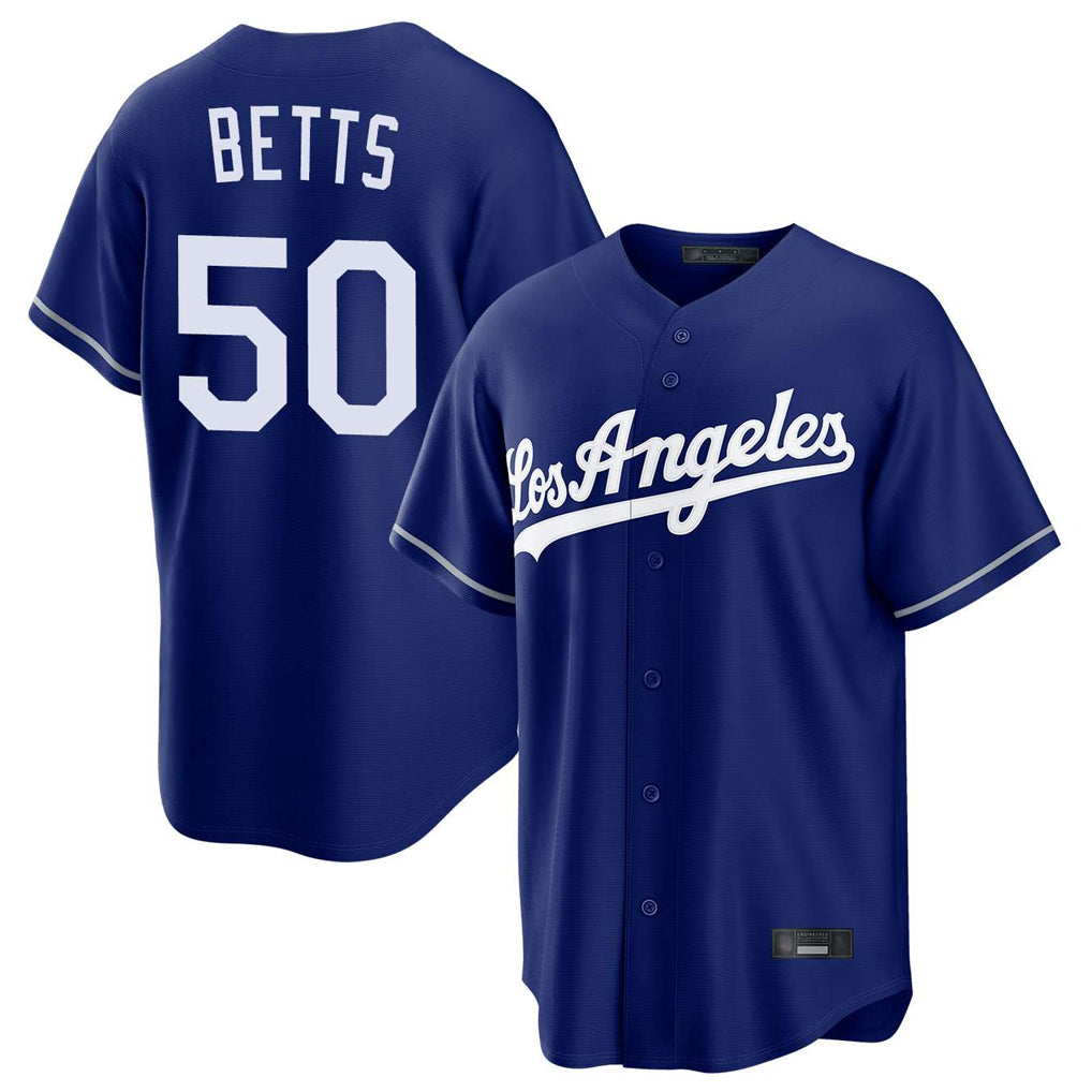 Johmsee LA.Dodgers #50 Mookie Betts Player Royal Game Stitched Jerseys