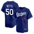 Johmsee LA.Dodgers #50 Mookie Betts Player Royal Limited Home Stitched Jerseys
