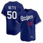 Johmsee LA.Dodgers #50 Mookie Betts Player Royal Limited Home Stitched Jerseys