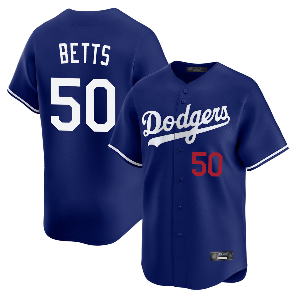 Johmsee LA.Dodgers #50 Mookie Betts Player Royal Limited Home Stitched Jerseys