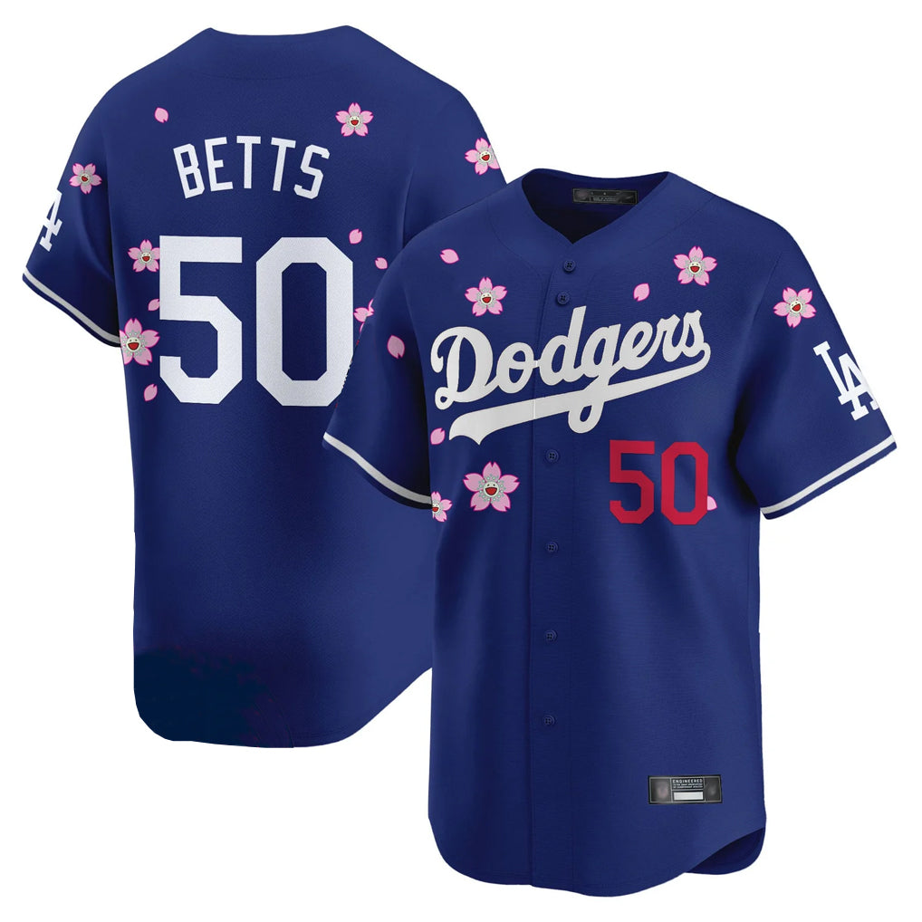 Johmsee LA.Dodgers #50 Mookie Betts Player Royal Tokyo Series Vapor Premier Limited Stitched Jerseys