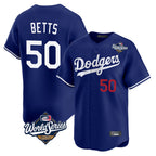 Johmsee LA.Dodgers #50 Mookie Betts Player Royal World Series Limited Home Stitched Jerseys