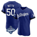 Johmsee LA.Dodgers #50 Mookie Betts Player Royal World Series Meet City Connect Elite Home Stitched Jerseys
