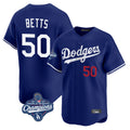 Johmsee LA.Dodgers #50 Mookie Betts Player Royal World Series Meet Limited Home Stitched Jerseys
