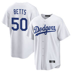 Johmsee LA.Dodgers #50 Mookie Betts Player White Game Home Stitched Jerseys