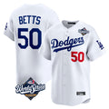Johmsee LA.Dodgers #50 Mookie Betts Player White World Series Limited Home Stitched Jerseys