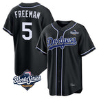 Johmsee LA.Dodgers #5 Freddie Freeman Player Black World Series Black Carbon Limited Home Stitched Jerseys