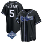 Johmsee LA.Dodgers #5 Freddie Freeman Player Black World Series Meet Carbon Limited Home Stitched Jerseys