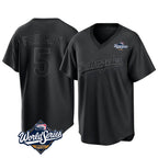 Johmsee LA.Dodgers #5 Freddie Freeman Player Black World Series Pitch Fashion T-shirt Stitched Jerseys