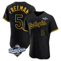 Johmsee LA.Dodgers #5 Freddie Freeman Player Black World Series Snake Skin City Limited Elite Home Stitched Jerseys