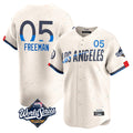 Johmsee LA.Dodgers #5 Freddie Freeman Player Cream World Series City Connect Limited Home Stitched Jerseys