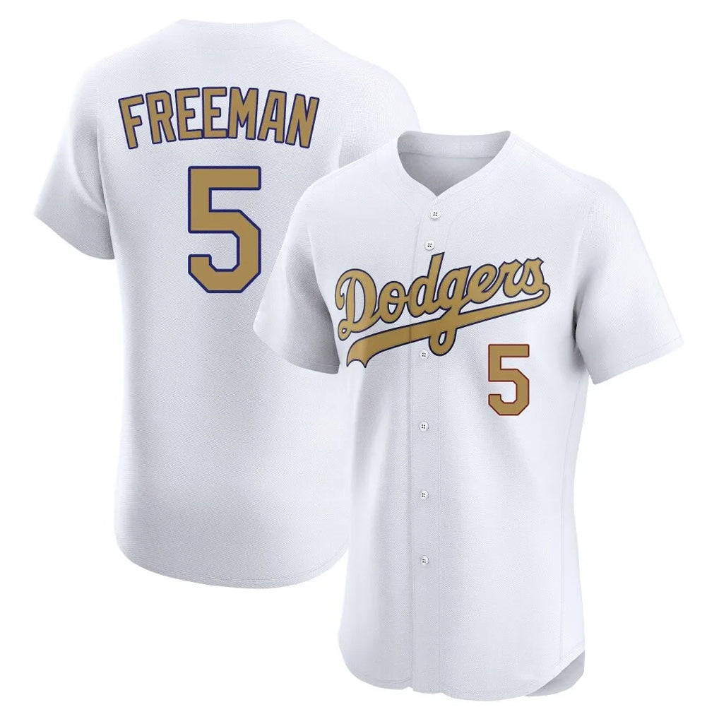Johmsee LA.Dodgers #5 Freddie Freeman Player White Limited Elite Home Stitched Jerseys