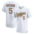Johmsee LA.Dodgers #5 Freddie Freeman Player White Limited Elite Home Stitched Jerseys