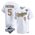 Johmsee LA.Dodgers #5 Freddie Freeman Player White World Series Collection Limited Home Stitched Jerseys