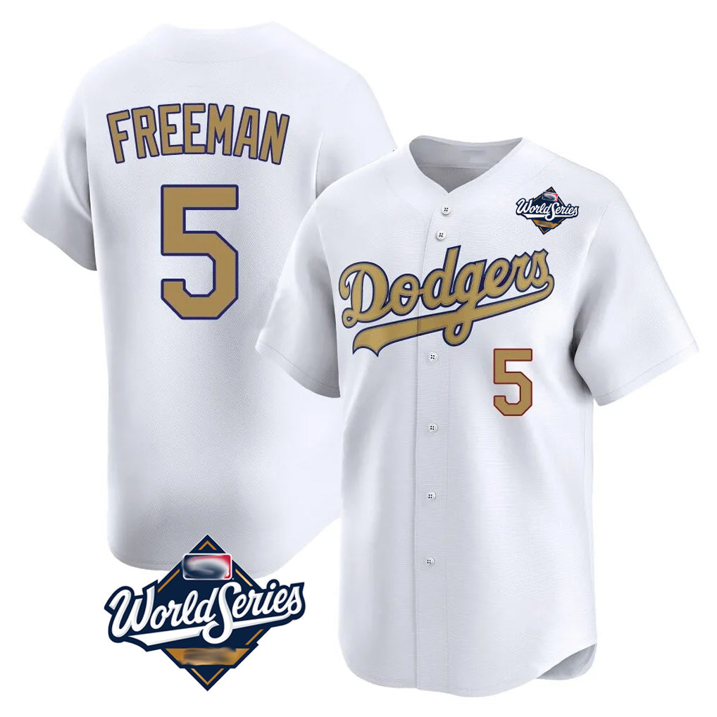 Johmsee LA.Dodgers #5 Freddie Freeman Player White World Series Collection Limited Home Stitched Jerseys