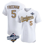 Johmsee LA.Dodgers #5 Freddie Freeman Player White World Series Limited Elite Home Stitched Jerseys