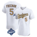 Johmsee LA.Dodgers #5 Freddie Freeman Player White World Series Meet Limited Elite Home Stitched Jerseys