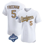 Johmsee LA.Dodgers #5 Freddie Freeman Player White World Series Meet Limited Elite Home Stitched Jerseys