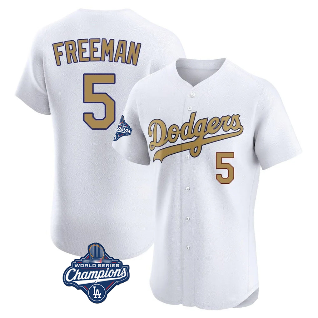 Johmsee LA.Dodgers #5 Freddie Freeman Player White World Series Meet Limited Elite Home Stitched Jerseys