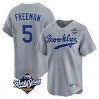 Johmsee LA.Dodgers #5 Freddie Freeman Player Gray World Series Game Limited Home Stitched Jerseys