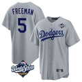 Johmsee LA.Dodgers #5 Freddie Freeman Player Gray World Series Game Stitched Jerseys