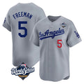 Johmsee LA.Dodgers #5 Freddie Freeman Player Gray World Series Limited Home Stitched Jerseys