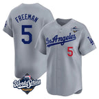 Johmsee LA.Dodgers #5 Freddie Freeman Player Gray World Series Limited Home Stitched Jerseys