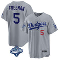 Johmsee LA.Dodgers #5 Freddie Freeman Player Gray World Series Meet Game Home Stitched Jerseys