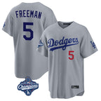 Johmsee LA.Dodgers #5 Freddie Freeman Player Gray World Series Meet Game Home Stitched Jerseys