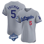 Johmsee LA.Dodgers #5 Freddie Freeman Player Gray World Series Meet Limited Elite Home Stitched Jerseys